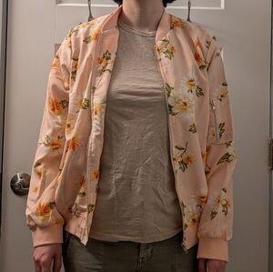 Perch By Blu Pepper Pink Floral Bomber Jacket